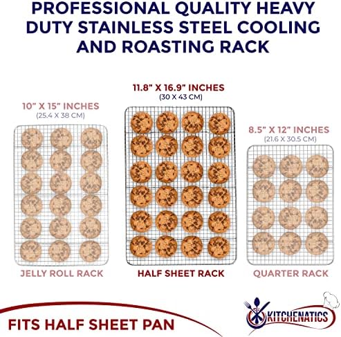 KITCHENATICS Half Sheet Cooling Rack Stainless Steel Oven Safe Set of 2