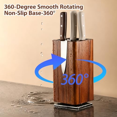 Magnetic Knife Block, 360° Rotating Knife Holder without Knives