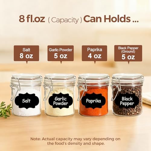 ComSaf Small 8 oz Glass Jars with Airtight Lids 12 Pack Jam Pantry