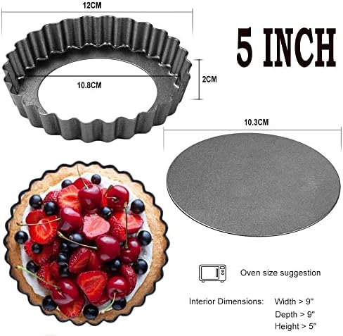 DATANYA Mini Tart Pans 5 Inch w/Removable Bottom 6Pack Quiche Pans