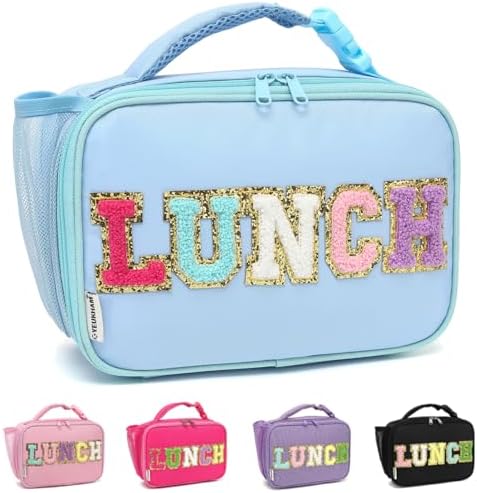 GYEUKHAM Insulated Lunch Box for School, Thermal Reusable Durable Freezable Lunch Bags for Kids Boys Girls Men Women - Small Soft Cooler Portable Lunch Tote Kit for Work Picnic Travel,Blue Alphabet