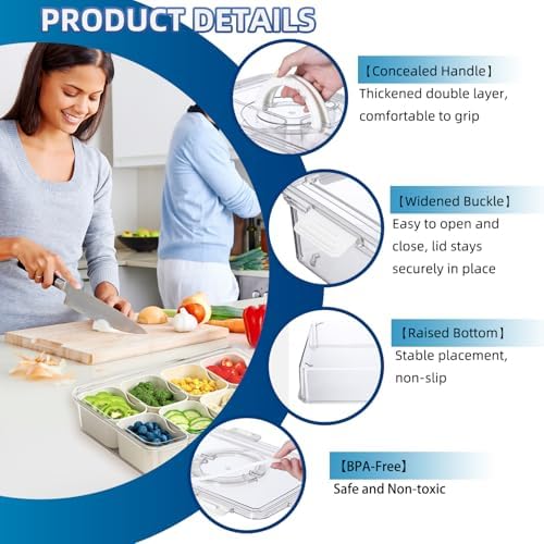 Pure Future 8-Compartment Snackle Box Snack Containers With Handle