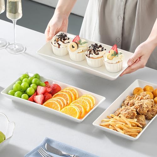 MALACASA 3 Tier Serving Trays, White Porcelain Serving Platters, 12 Inch