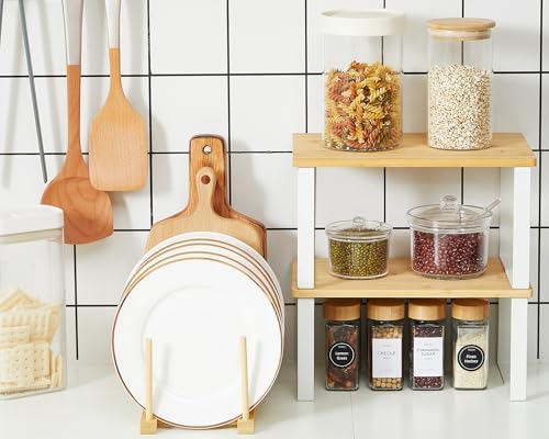 4 Pcs Kitchen Organizer Accessories Set for Cabinet, Wood, 11.8 x 7.9''