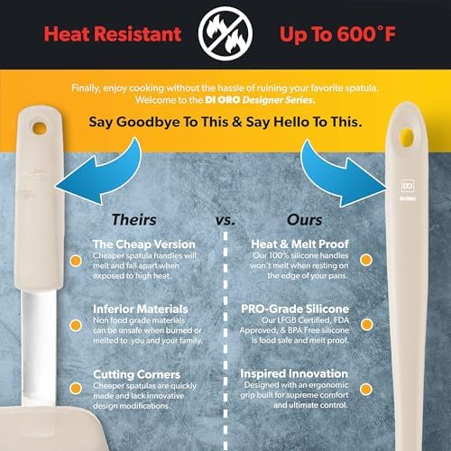 DI ORO Silicone Ladle - Soup & Serving, 600F Heat Resistant, Clay