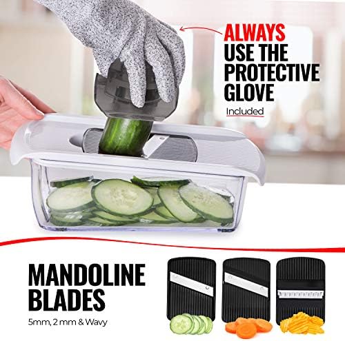 Fullstar Pro Mandoline Vegetable Slicer, Grater & Spiralizer with Container