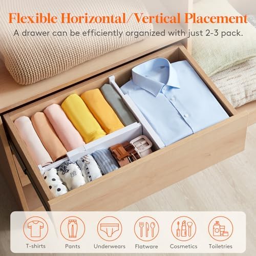 Lifewit 4" High Upgrade Drawer Divider, Adjustable Drawer Organizer Clothes