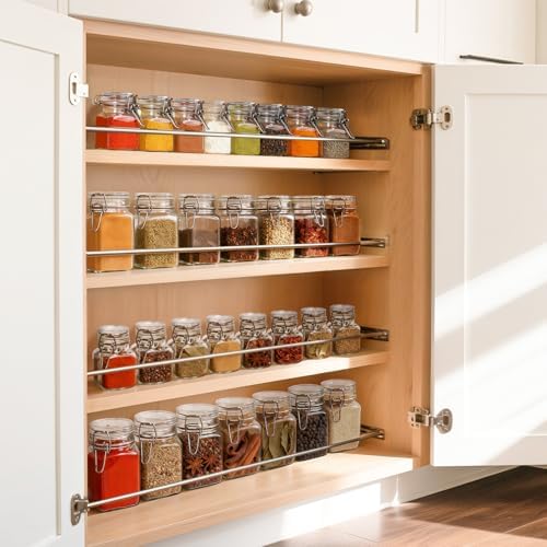ComSaf Square Glass Spice Jars 8 oz 6 Pack with Labels and Funnel Set