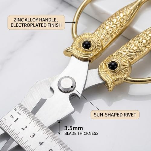 XSNBRD Kitchen Scissors Heavy Duty, Golden Stainless Steel Owl Shears Large