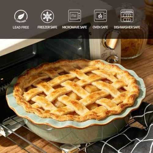 Ceramic Pie Pan for Baking[10.6 inch],Reusable NonStick Ceramic Baking Dish