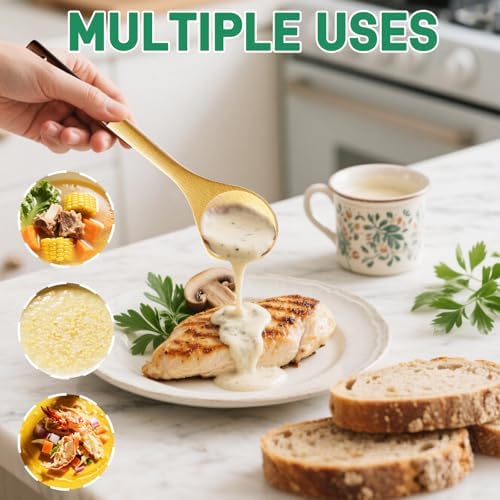 Wooden Soup Ladle, Beech & Walnut Handle Kitchen Utensil for Serving