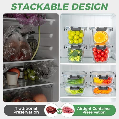 Glass Soup Containers with Lids, 32oz/4 Cup, 4Pack