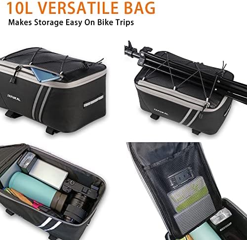 JXFUKAL Rear Bike Rack Bag with Rain Cover, 7L/9L/10L/12L Ebike Bag