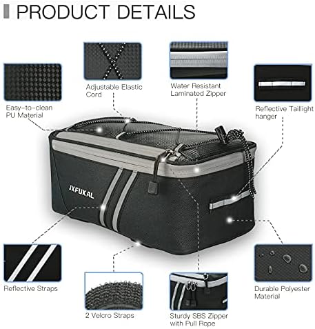 JXFUKAL Rear Bike Rack Bag with Rain Cover, 7L/9L/10L/12L Ebike Bag