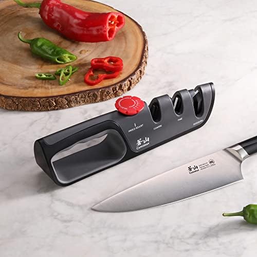Cangshan 1026108 3-Stage Adjustable 14-24 Degree Professional Knife + Scissor Sharpener Black