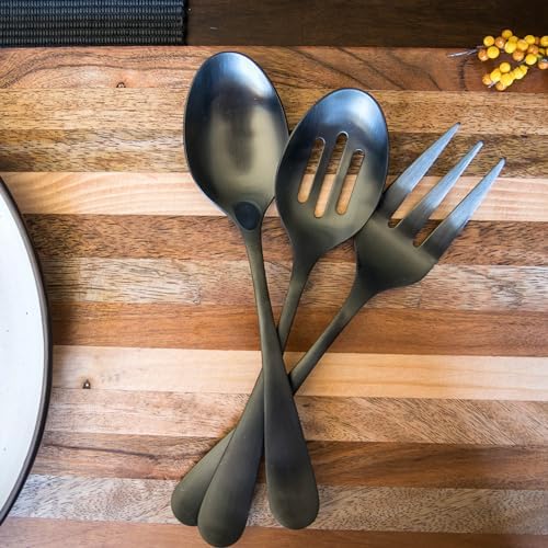 Cambridge Silversmiths Rhiannon Black Satin 3-Piece Hostess Set