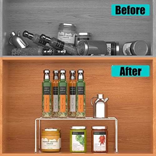 Kitchen Cabinet Shelf Organizer Set of 6, Medium (13 x 9.4 inch) Metal Wire Pantry Storage Shelves, Dish Plate Racks for Cabinets, Freezer, Counter, Cupboard Organizers and Storage, Chrome