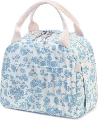 Bluboon Lunch Bag for Women Men Cute Corduroy Lunch Tote Bags Reusable Insulated Lunch Box Large Capacity Reusable Insulated Cooler for Work Picnic or Travel