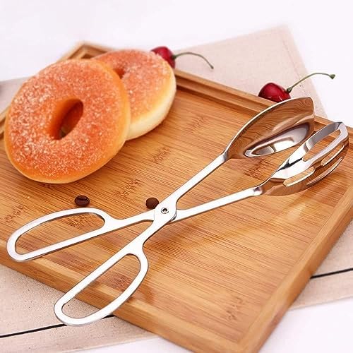 KEBE 2-PACK Serving Tongs for Cooking Buffet Party Catering, Thickening Food Serving Cake Bread Kitchen Salad Tongs, Stainless Steel