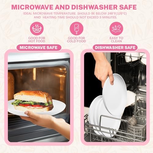 Homienly Deep Dinner Plates, Wheat Straw Plates 10 inch Set of 8, Unbreakable Plates for Kitchen, Kids, Lightweight Microwave and Dishwasher Safe Camping Plate Set for Salad, Dinner, Fruit - White