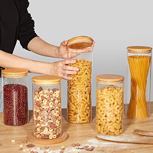 Vtopmart 70oz Glass Food Storage Jars with Airtight Bamboo Lids, 3 Pack