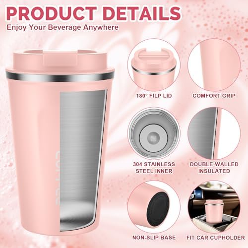 CS COSDDI 12 oz Coffee mug - Stainless Steel Coffee Cup with Leakproof Lid