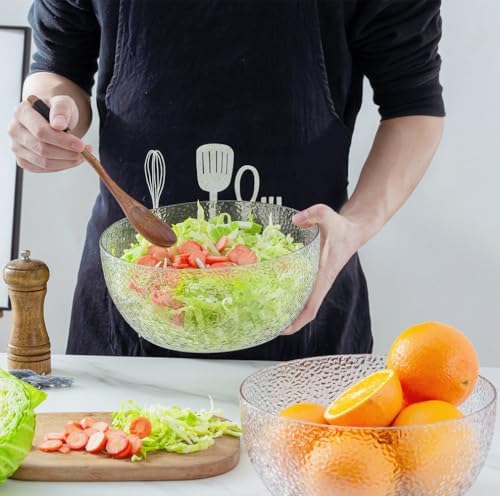 118 oz Acrylic Salad Bowls, 9.2" Serving Bowls for Fruits, Popcorn, Chips, Dips, Condiments, Break-Resistant Set of 2, Clear Circular