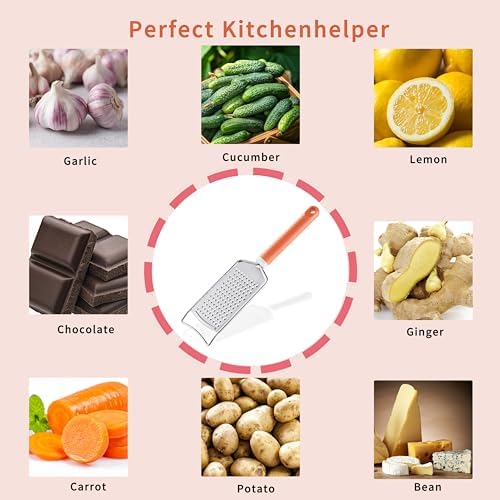 Cheese Grater with Handle, Vituer Stainless Steel Graters for Kitchen, Cheese Grater Lemon Zester Handheld, Great for Cheese, Ginger, Chocolate, Spices and More, Dishwasher Safe