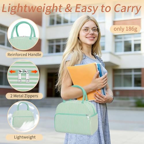 Coobiiya Lunch Bag Lunch Box for Women Men, Reusable Cute Corduroy Lunchbag - Leakproof, Insulated LunchBox Tote with Large Capacity