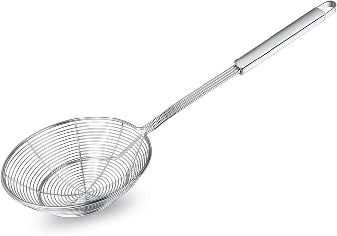 Spider Strainer Skimmer, Swify Stainless Steel Asian Strainer Ladle Frying Spoon with Handle for Kitchen Deep Fryer, Pasta, Spaghetti, Noodle, 5.5 Inch
