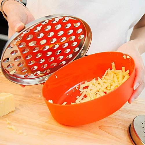 Cheese Grater Citrus Lemon Zester with Food Storage Container & Lid - Perfect For Hard Parmesan Or Soft Cheddar Cheeses, Ginger, Vegetables, Butter, Chocolate & Nutmeg (Red)