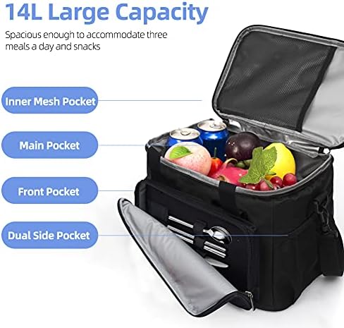 iknoe Insulated Lunch Bag, Foldable 8.5L Cooler Bag for Men & Women, Lunch Box