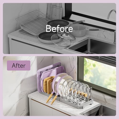 MUDEELA Pots and Pans Organizer under Cabinet, Grey