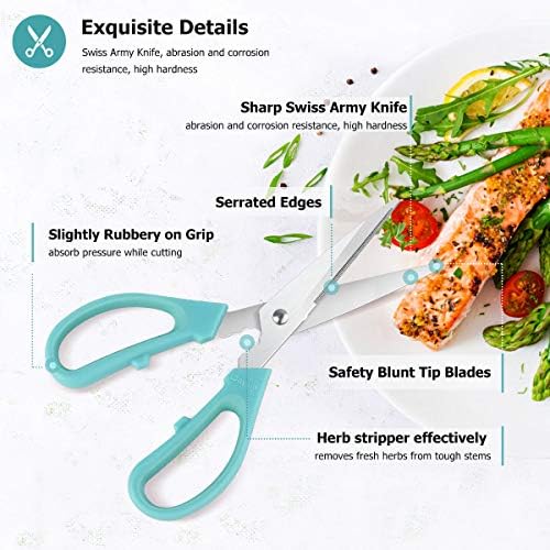 iBayam 3-Color Stainless Steel Dishwasher Safe Kitchen Shears Food Scissors