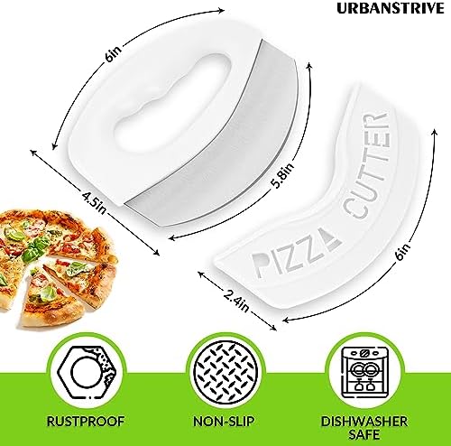 Pizza Cutter with Blade Cover Stainless Steel Upgraded Sharper Blade White