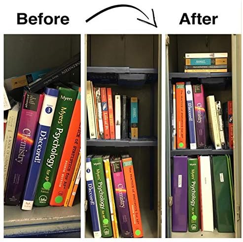 Locker Organizer Shelf， Adjustable Width and Height, Ideal Locker for School, Office, and Gym Lockers (Black)