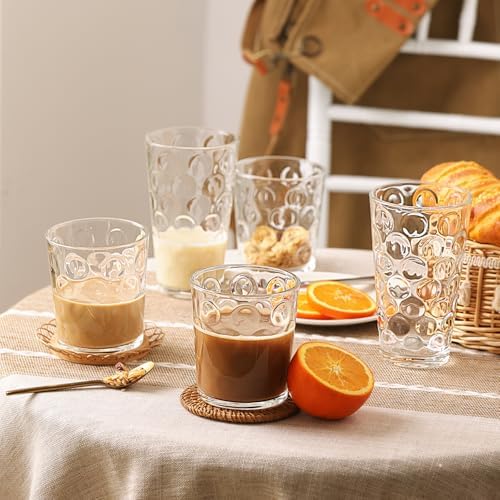 Moretoes Circle Drinking Glasses Set of 12 Clear Water Glass Cups