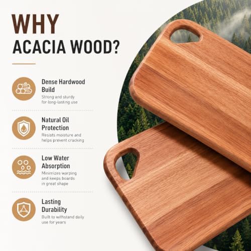 Socisen 2-Pack Small Acacia Wood Cutting Boards 8.6" Mini Charcuterie Board
