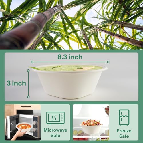 48 Oz [50 Pack] Disposable Soup bowls,Extra Large Paper Bowls Biodegradable