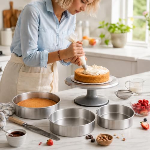 Leonyo 6"-8"-9" Baking Pans Set, Stainless Steel Round Cake Pans, 2In Deep