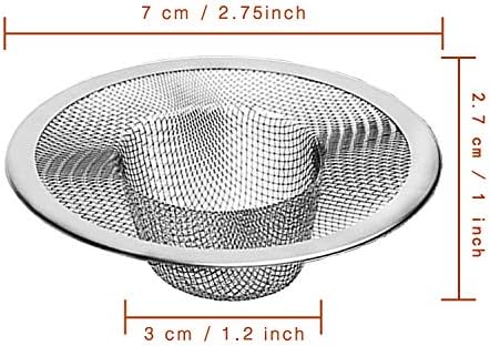 2pcs Heavy Duty Stainless Steel Slop Basket Filter Trap, 2.75" Top / 1" Mesh Metal Sink Strainer Shower Drain Hair Catcher for Kitchen Bathroom Bathtub Wash Basin Floor Balcony Drain Hole, Utility