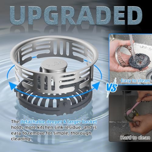 Hibbent Metal Kitchen Sink Drain Strainer and Stopper, Transparent