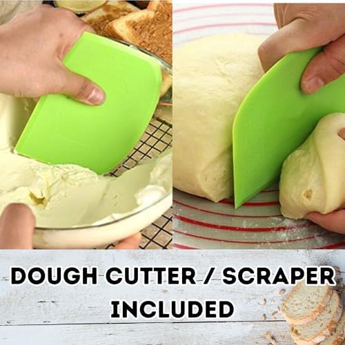 BOORIKA Danish Dough Whisk – Sourdough Mixing Tool with Dough Scraper. Danish Whisk for Baking, Mixing Thick Dough, Bread Making, Pastry, Cookies, Pizza, Batter & More
