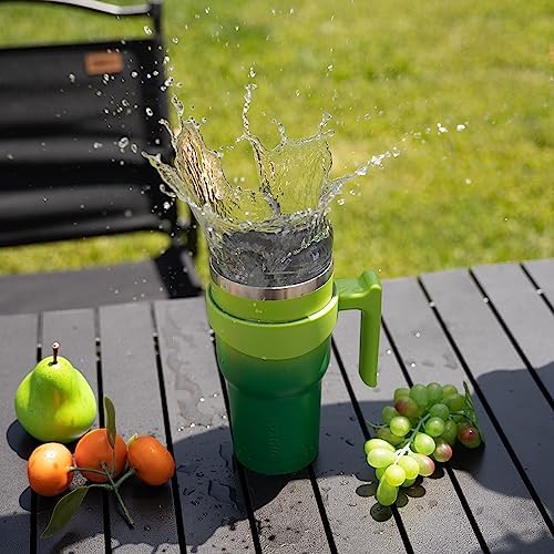 BJPKPK 30 oz Tumbler with Handle & Straw, Insulated Stainless Steel Mug