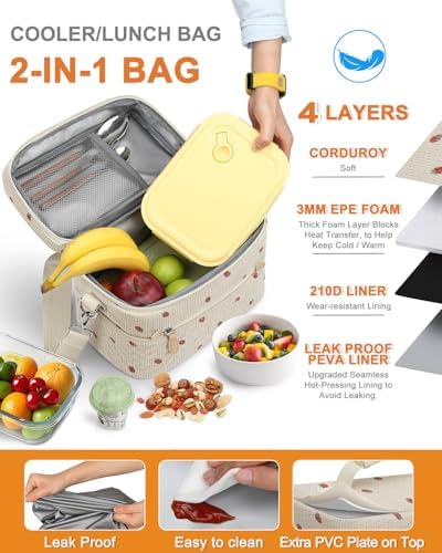 Capolo Lunch Bag for Women Men Insulated Lunch Tote Leakproof Lunchbox Bags