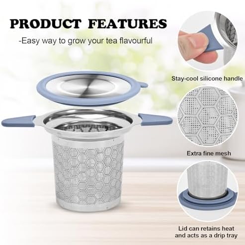 Tea Infuser for Loose Leaf Tea, 304 Stainless Steel Strainer Basket Silver
