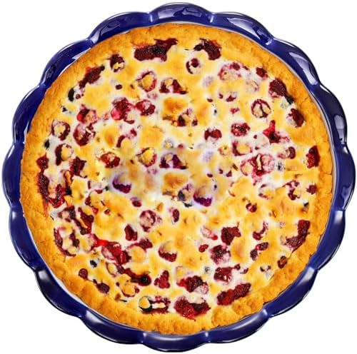 Tosnail 2 Pack 9.5" Ceramic Pie Pan, Deep Pie Dish, Fancy Pie Plates, Nonstick Large Quiche Pan Round Baking Dish for Fruit Tarts, Apple Pies, Cakes, Quiches