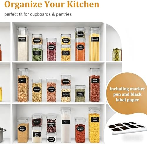28pcs Airtight Containers, Clear Stackable Dry Food Storage
