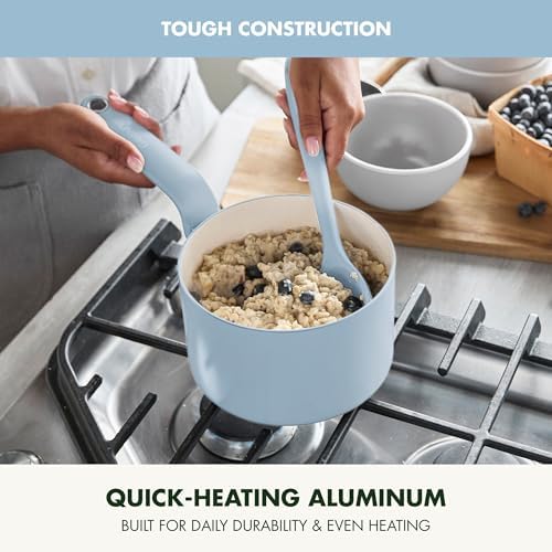 GreenPan Rio Advanced 2QT Saucepan with Lid, Ceramic Nonstick PFAS-Free Pans, Induction Ready, Dishwasher and Oven Safe, Blue