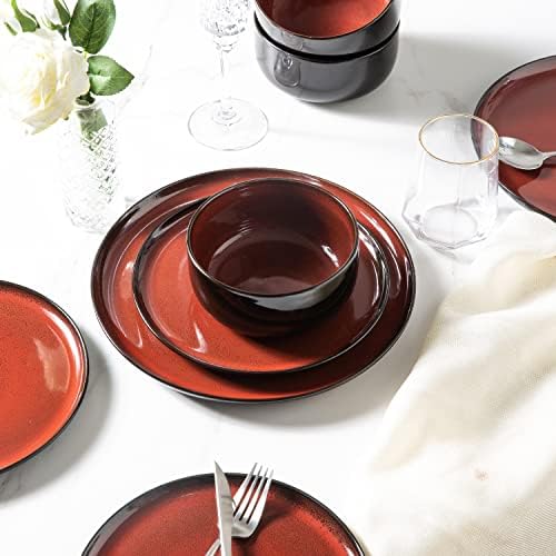 LERATIO Ceramic Plate Set of 6,8.5 Inch Reactive Glaze Salad Plates